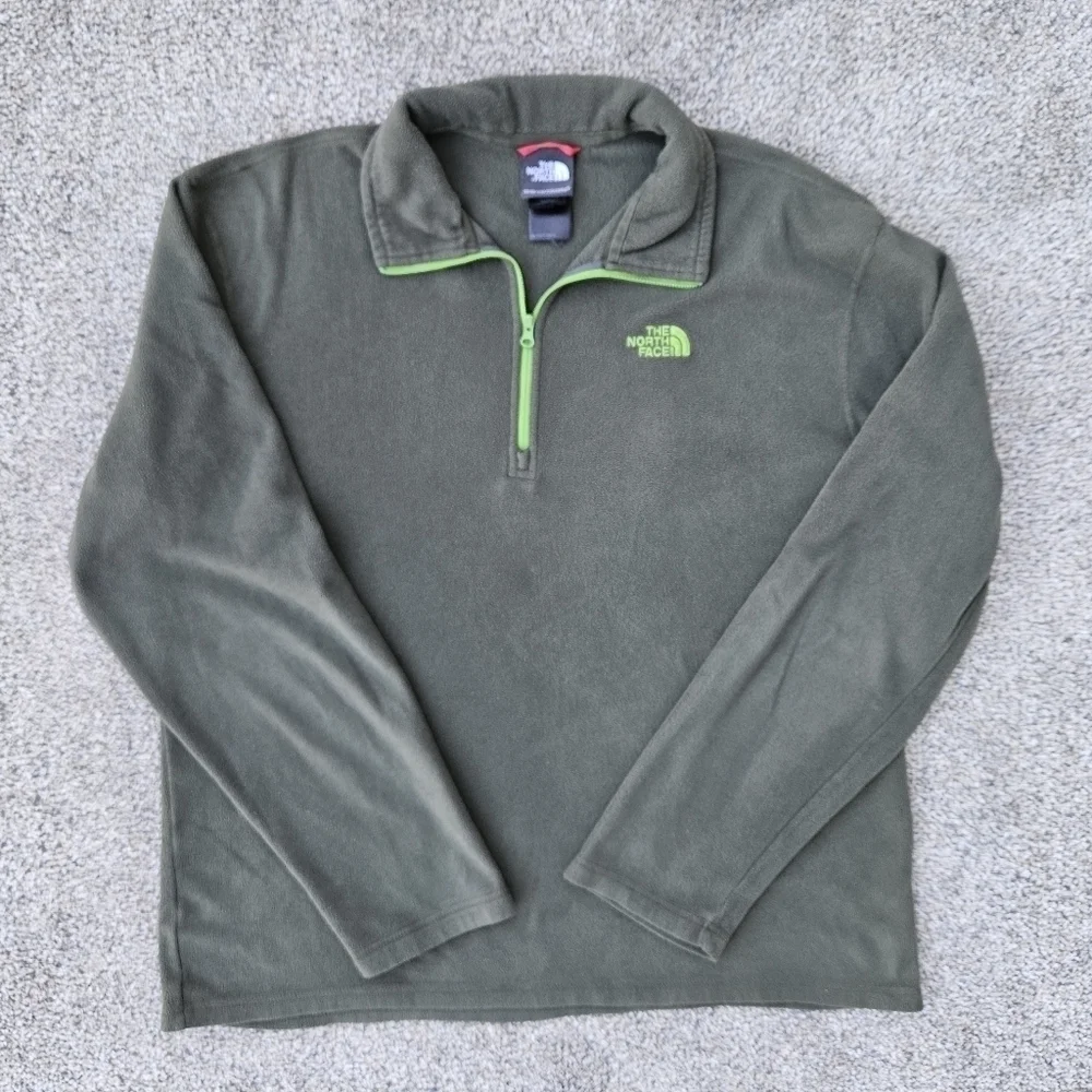 The North Face Fleece Jacket Mens Size Medium Hunter Green Half Zip Pullover
